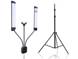 Lampa podwójna LED do makijażu, rzęs, tatuażu, zdjęć + statyw