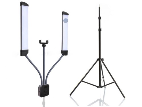 Lampa podwójna LED do makijażu, rzęs, tatuażu, zdjęć + statyw